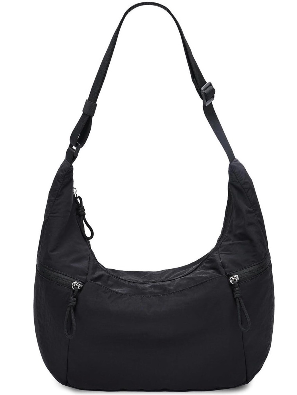 Classic Black Nylon Crossbody Hobo Bag